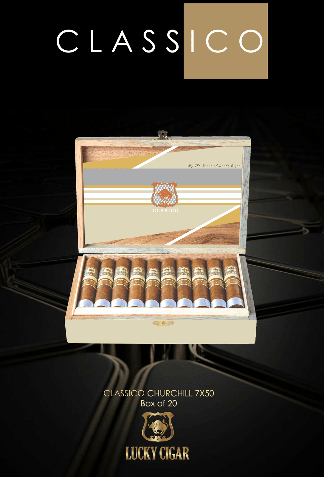 Classic Cigars - Classico by Lucky Cigar: Churchill 7x48 Box of 20