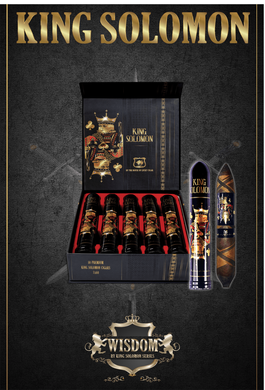 From The King Solomon Series: Solomon 7x60 Box of 10 Cigars in Tubes