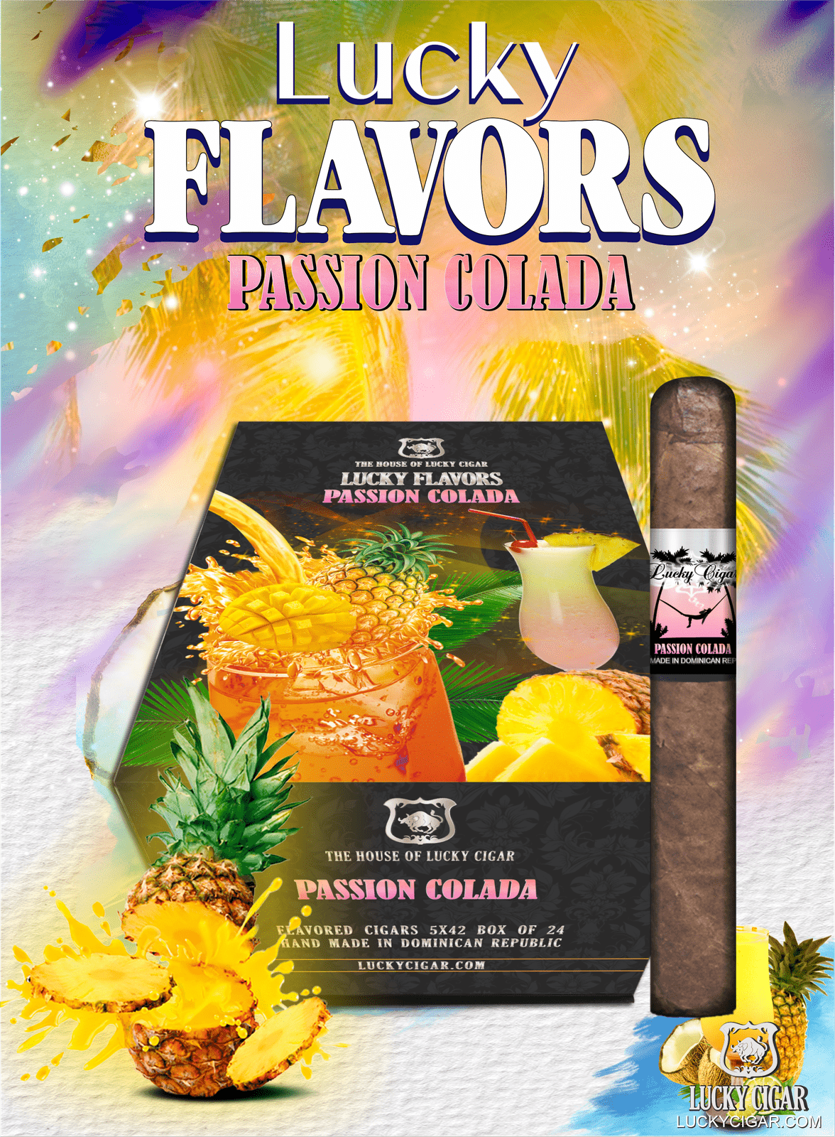 Flavored Cigars: Lucky Flavors Coco Passion Colada  5x42 Box of 24