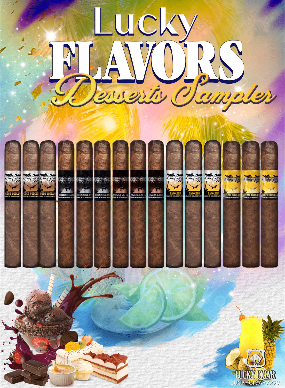 Flavored Cigars: Lucky Flavors 15 Piece Desserts Sampler 