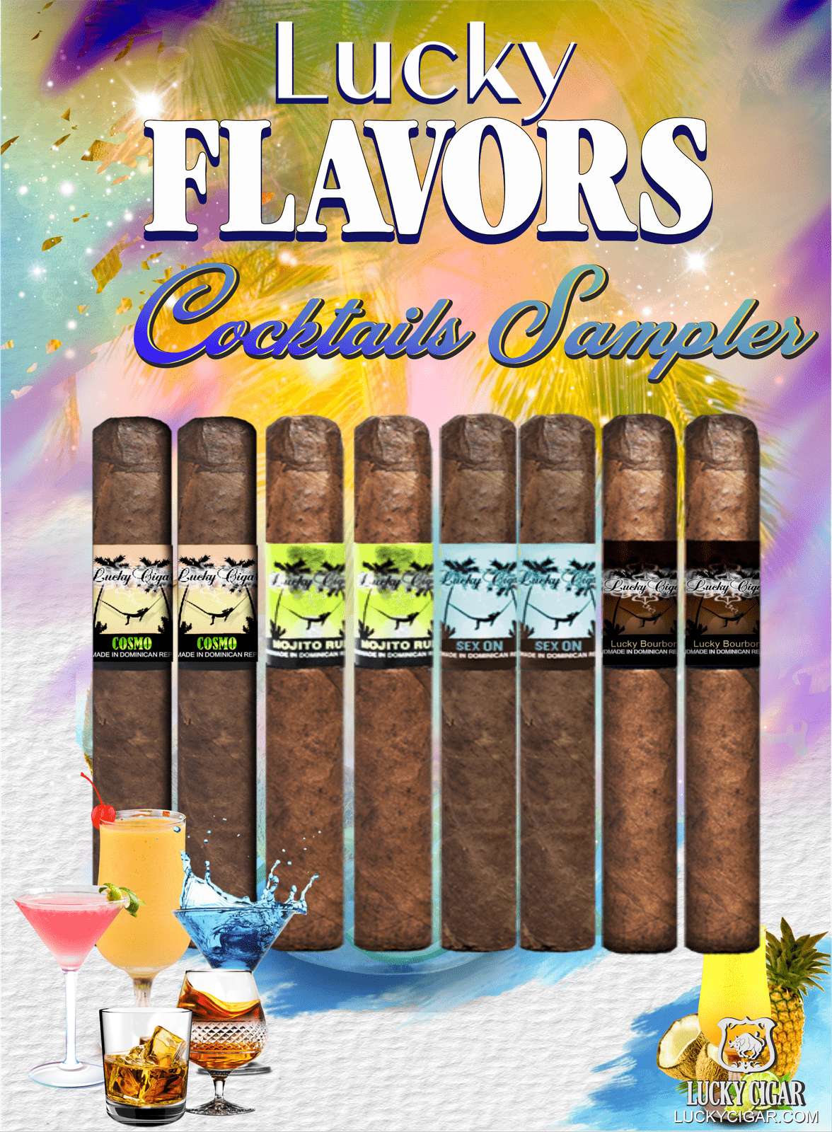 Flavored Cigars: Lucky Flavors 8 Piece Cocktails Sampler