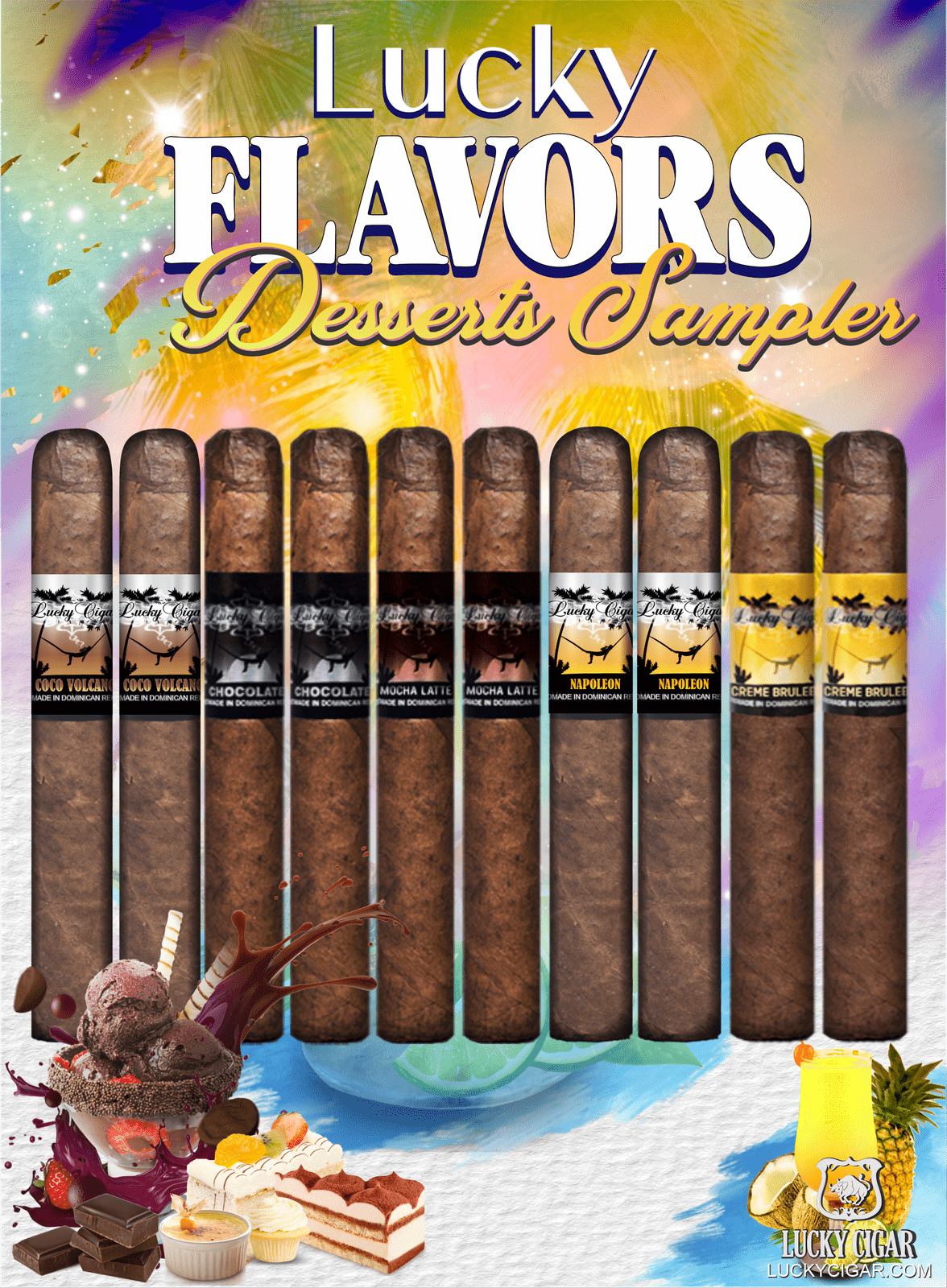 Flavored Cigars: Lucky Flavors 10 Piece Desserts Sampler 