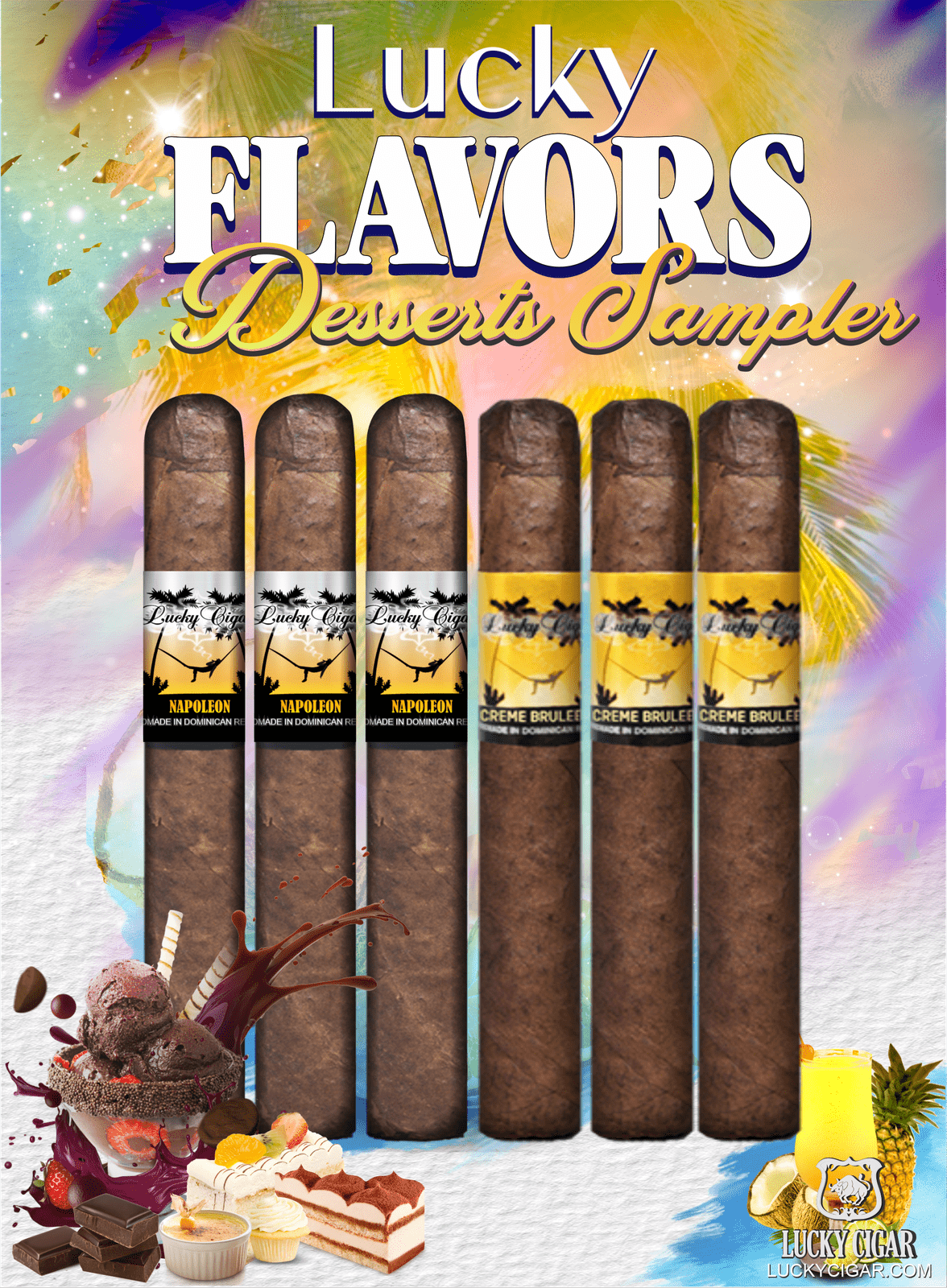 Flavored Cigars: Lucky Flavors 6 Piece Desserts Sampler 