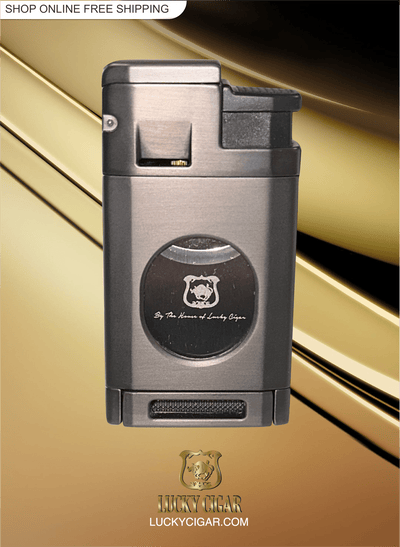 Cigar Lifestyle Accessories: Torch Lighter in Silver with Cutter