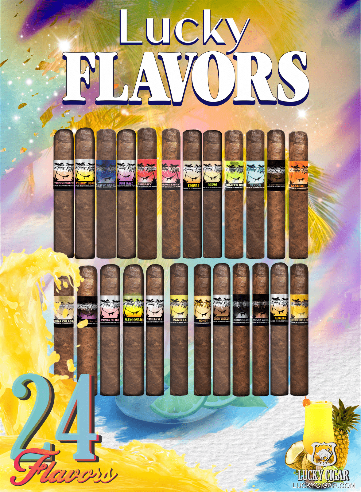 Flavored Cigars: Lucky Flavors 24 Piece Try All Flavors Sampler – Lucky ...