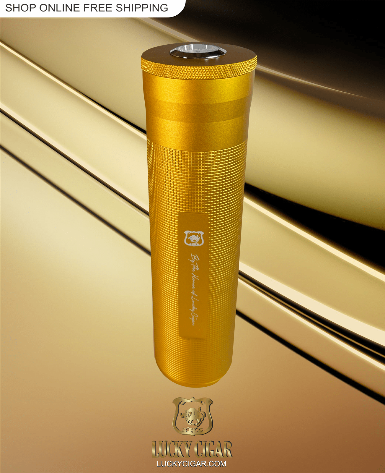 Lucky metal yellow travel humidor fit 3 cigar