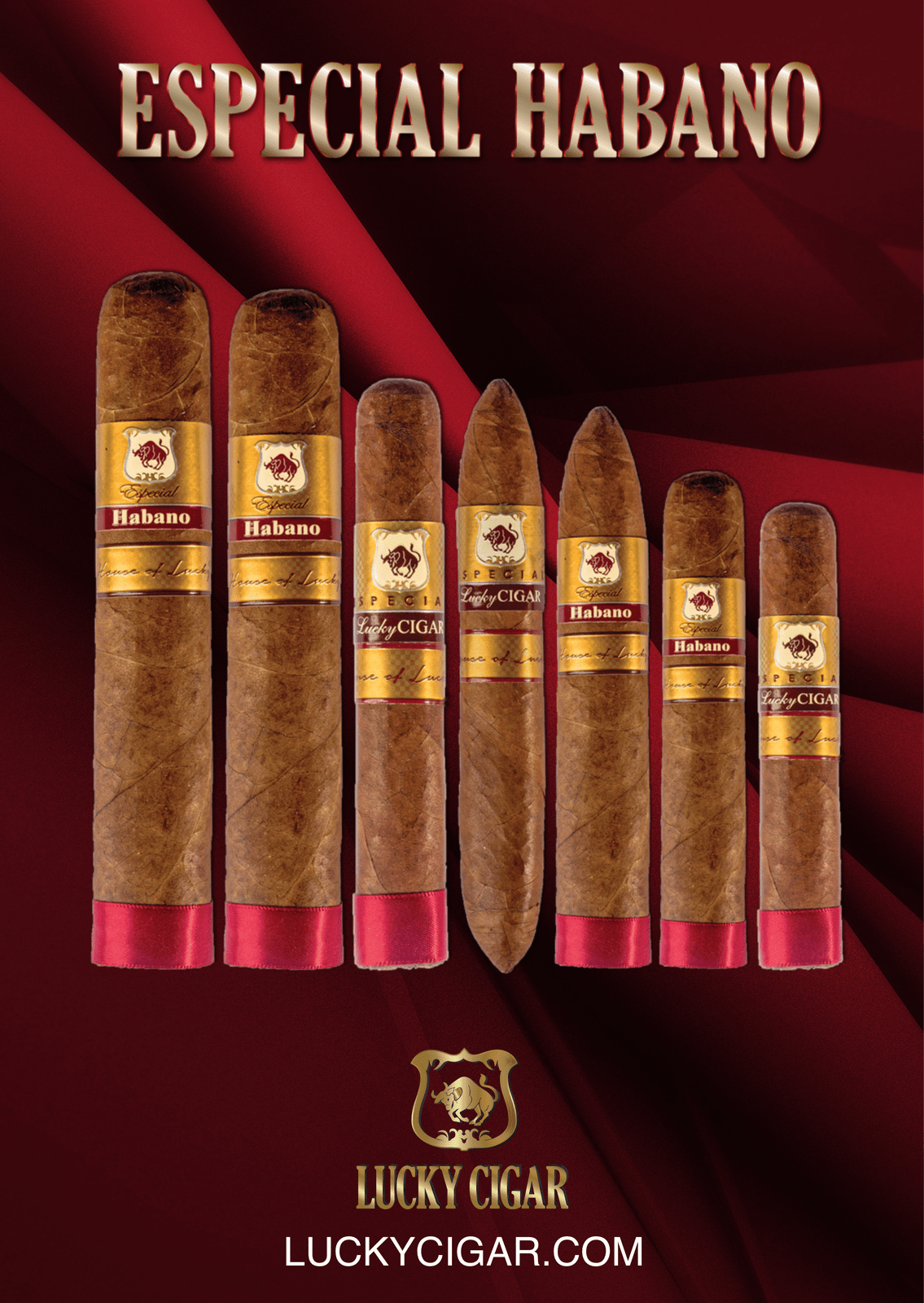 Sampler Sets: Set of 7 Especial Habano Cigars-  Robusto, Corona, Toro, Torpedo, Perfecto, Gigante, Toro Grande