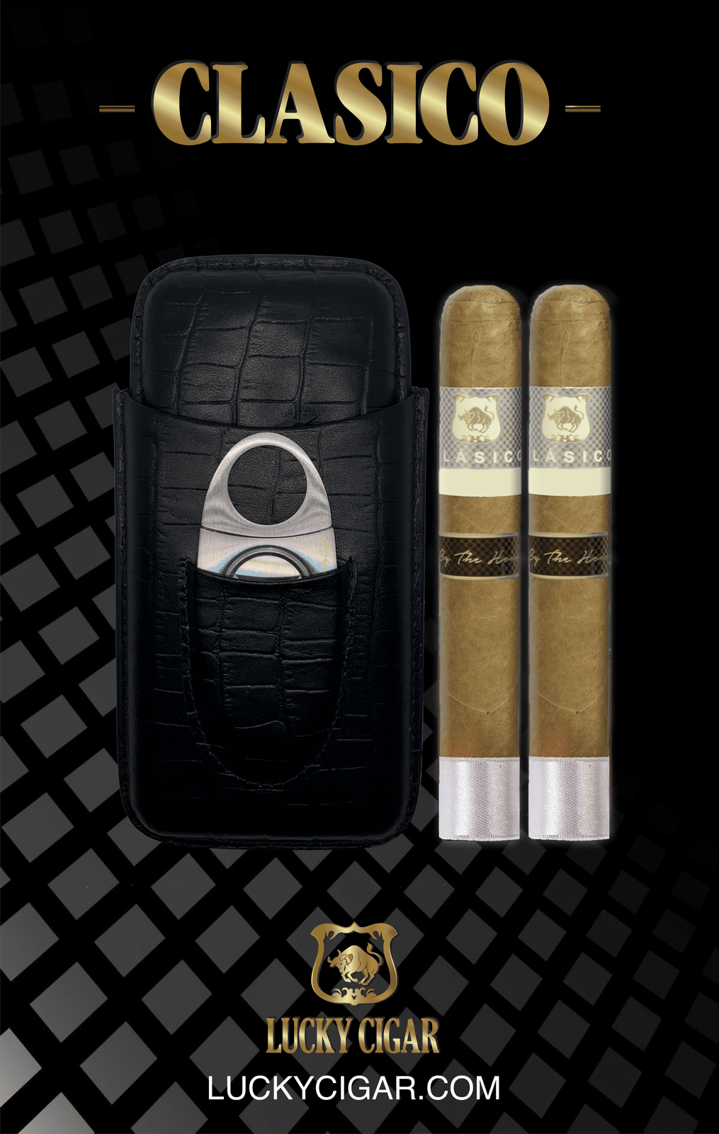 Classic Cigars - Classico by Lucky Cigar: Set of 2 Cigars, Robusto with Humidor, Cutter