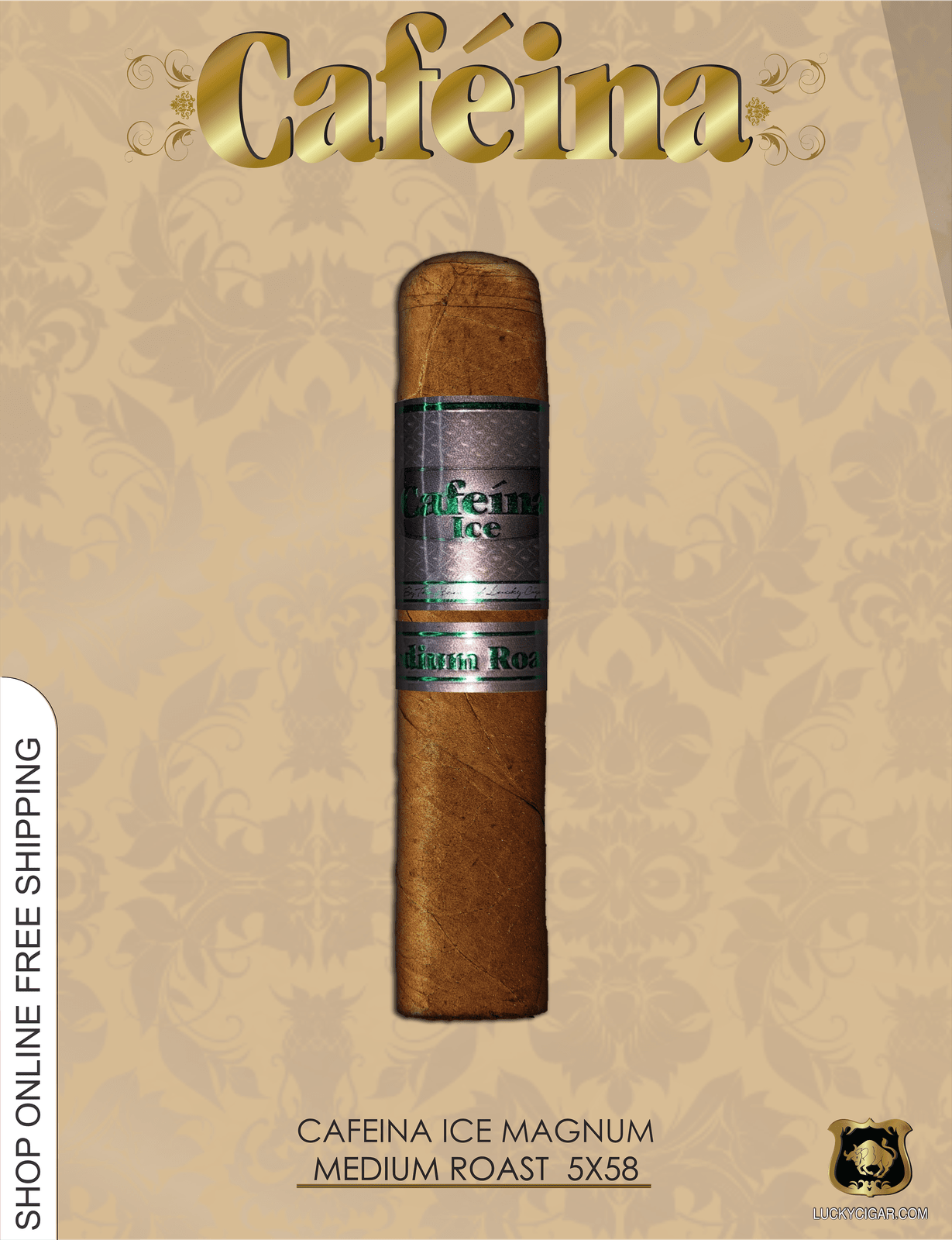 Infused Cigars: Cafeina ice Medium Roast Magnum 5x58 Cigar