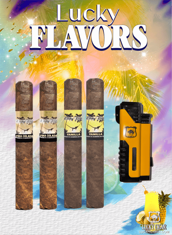 Flavored Cigars Lucky Flavors 4 Cigar Set Vanilla, Pina Colada with