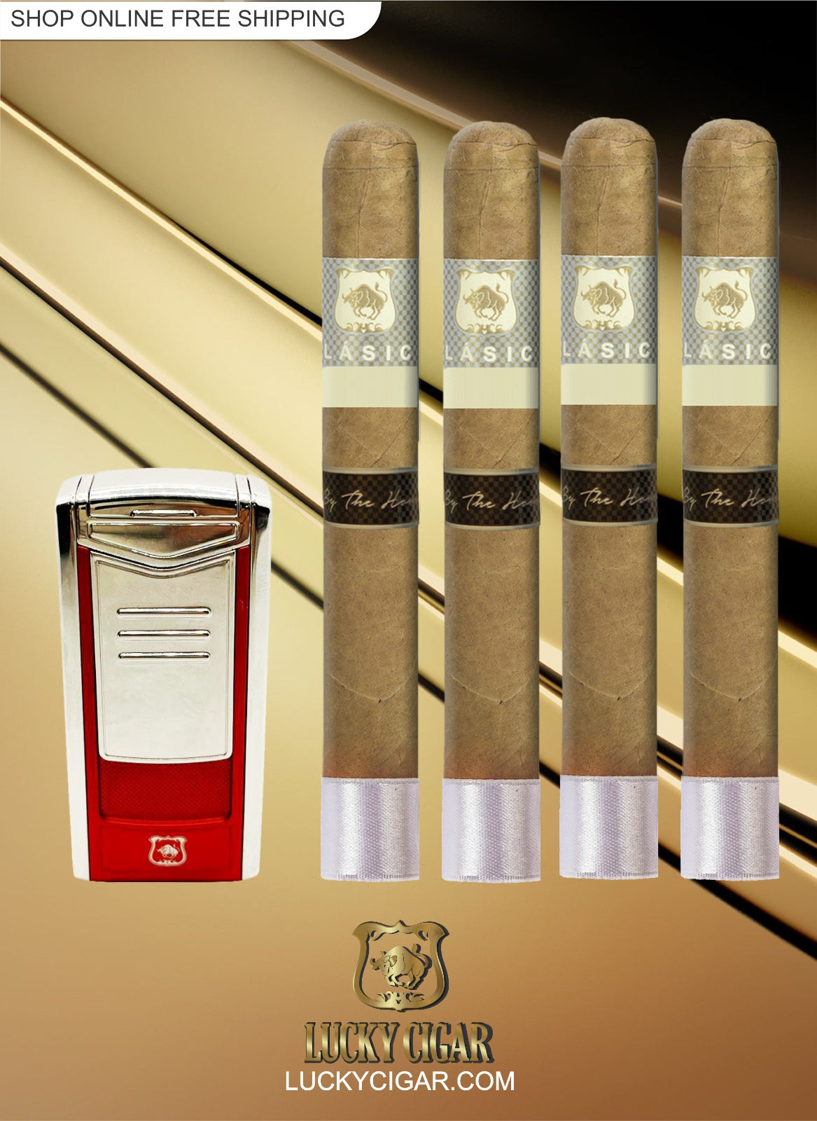 Classic Cigars - Classico by Lucky Cigar: Set of 4 Cigars, Toro with Torch