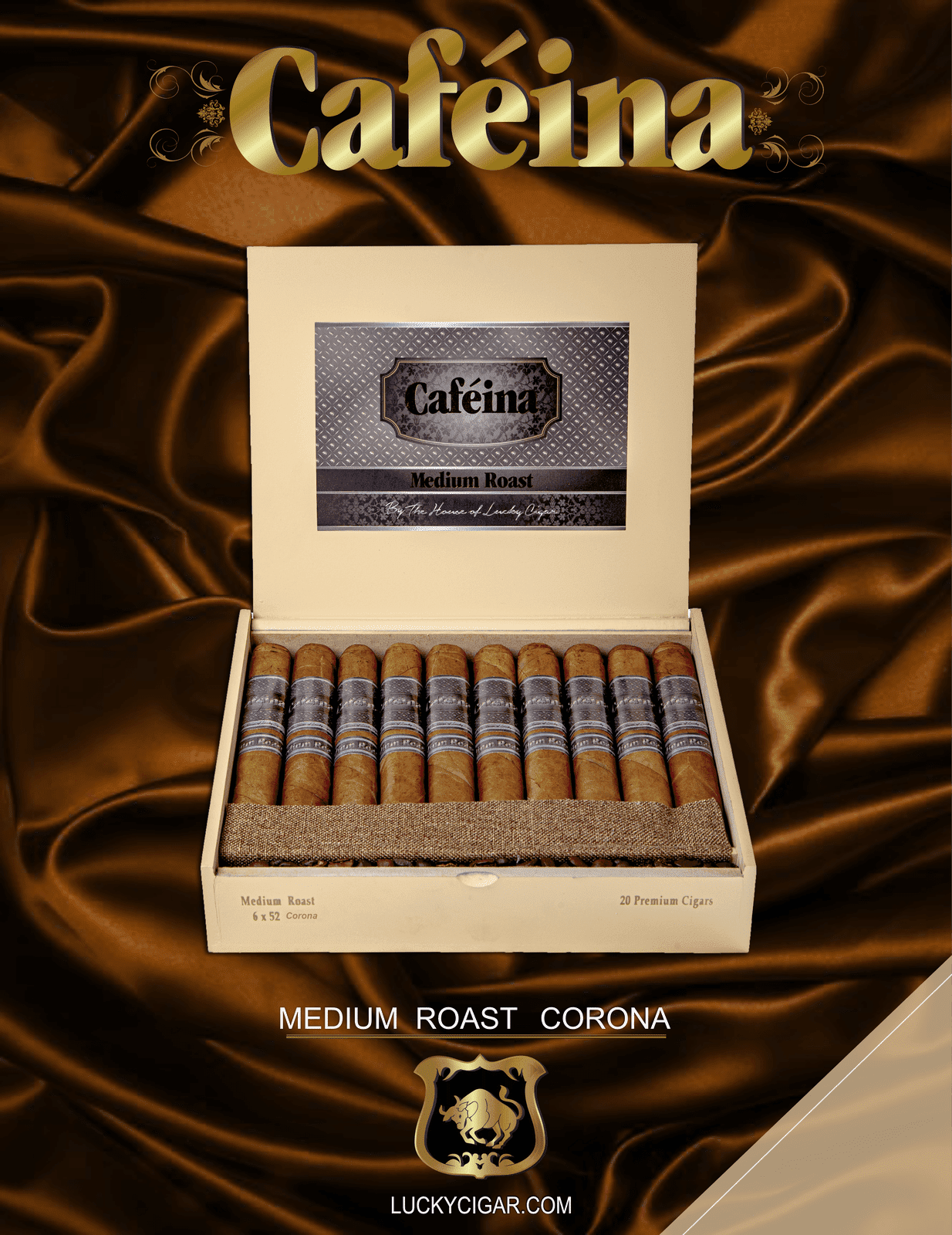 Infused Cigars: Cafeina Medium Roast Corona 5.5x50 Box of 20 Cigars