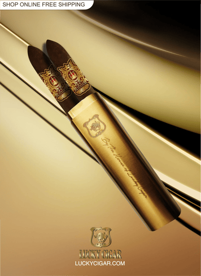 Cigar Lifestyle Accessories: Travel Humidor Double Cigar Steel Tube in Gold