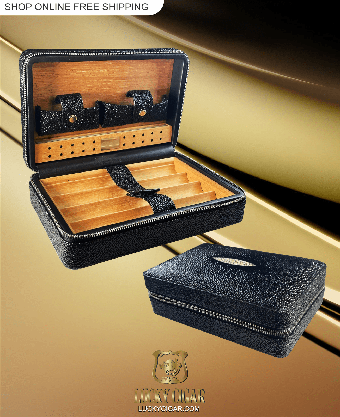 Cigar Lifestyle Accessories: Travel Humidor Case with Zipper for 5 Cigars