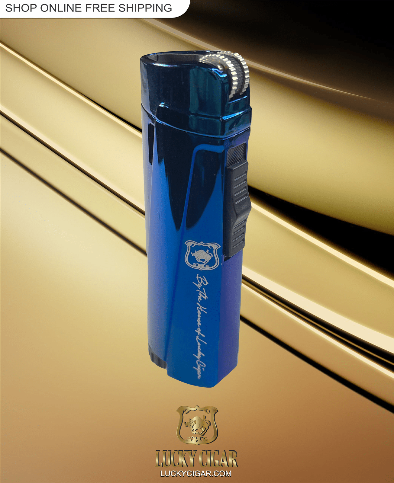 Cigar Lifestyle Accessories: Torch Lighter in Blue Metal FInish
