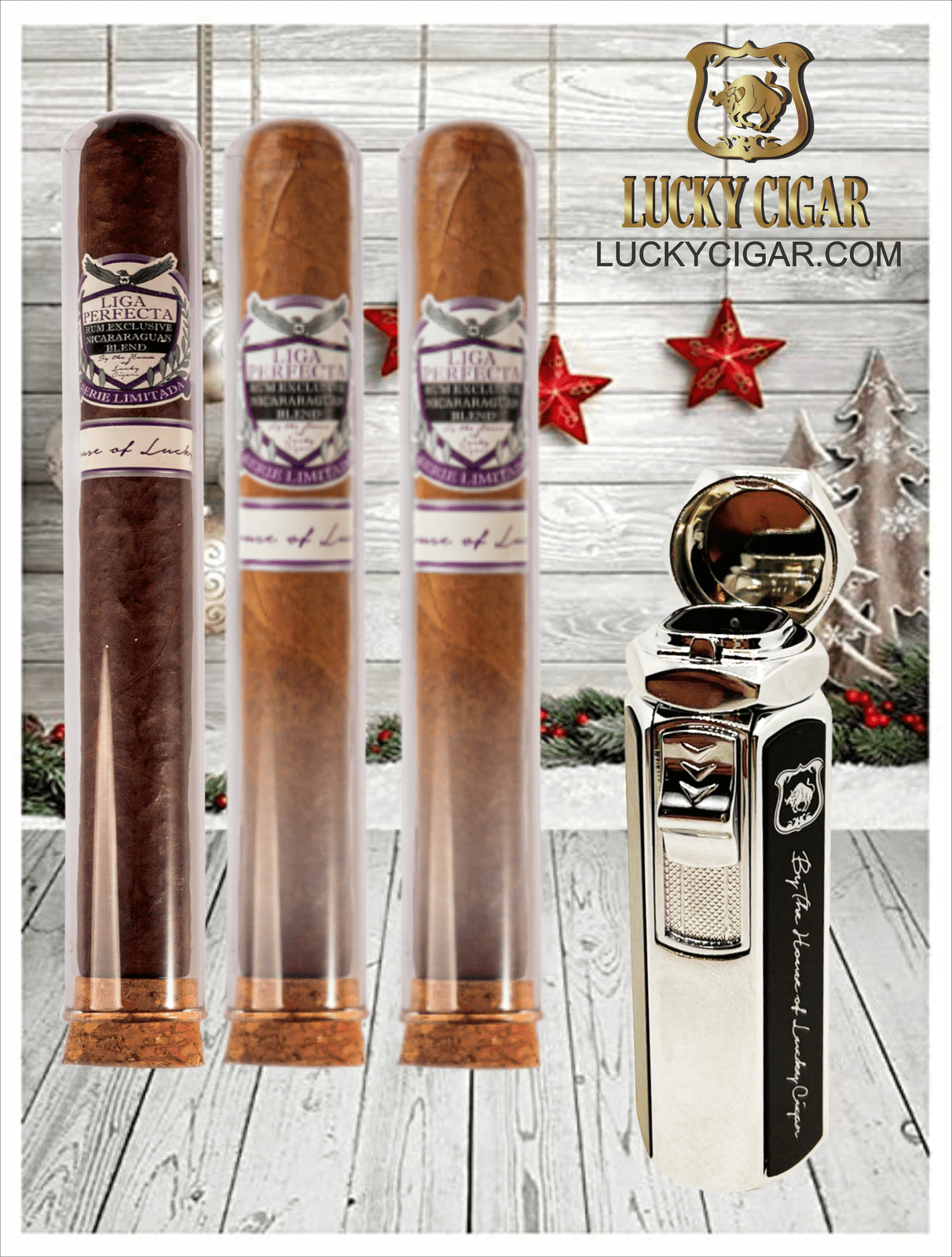 Cigar Gift Sets: Set of 3 Cigars, 3 Liga Perfecta Cigars with Torch