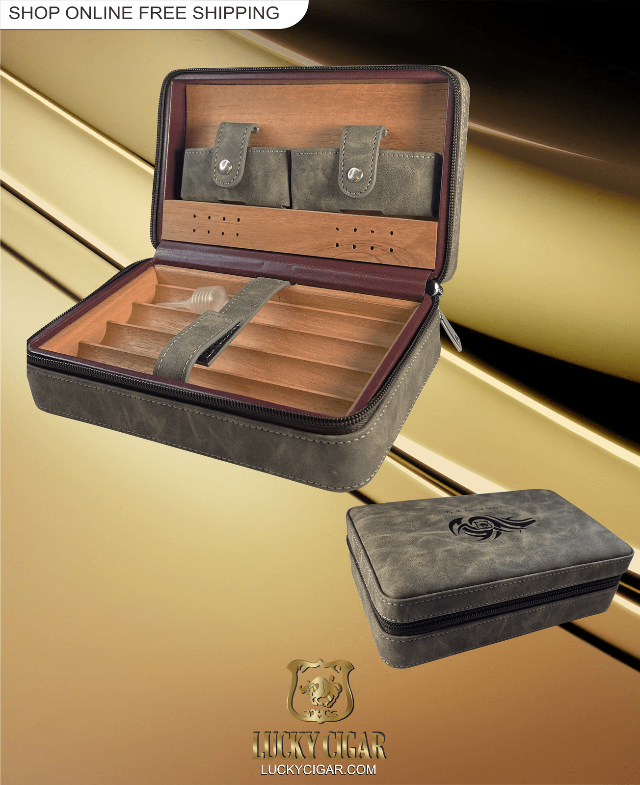 Cigar Lifestyle Accessories: Travel Humidor with Weathered Look for 5 Cigars