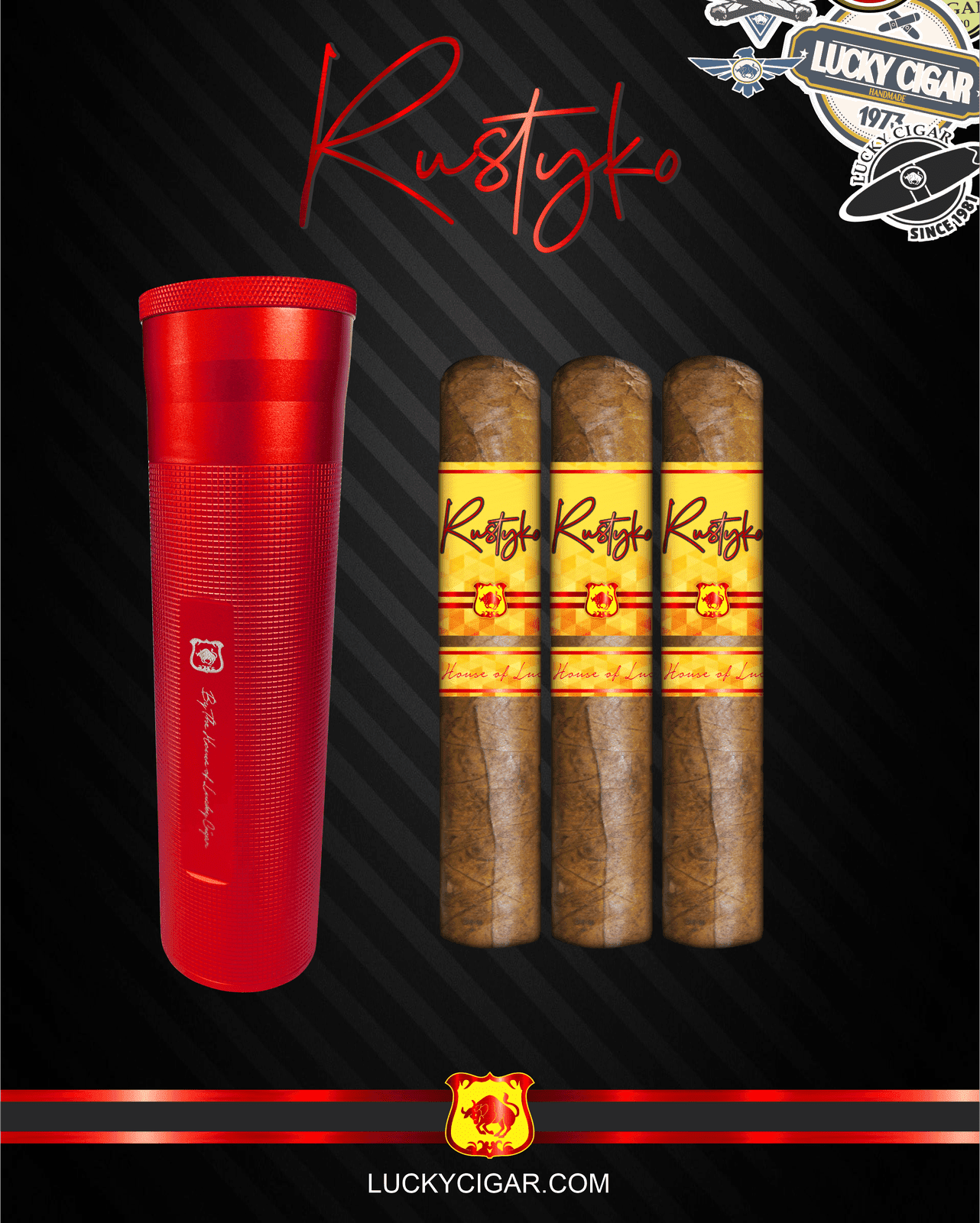Infused Cigars: Rustyko Robusto 5x54 Cigars - Set of 3 with Humidor
