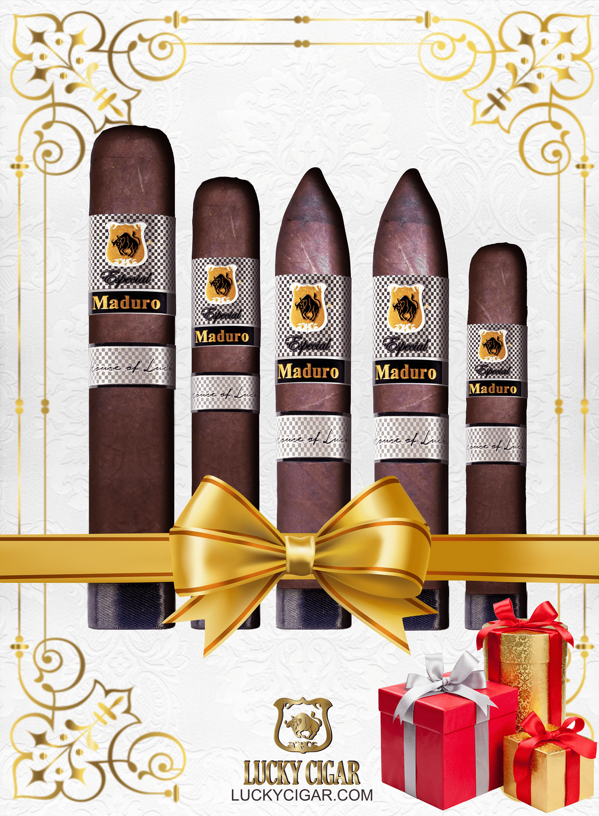 Lucky Cigar Sampler Sets: Set of 5 Cigars, 5 sizes of Maduro Especial 