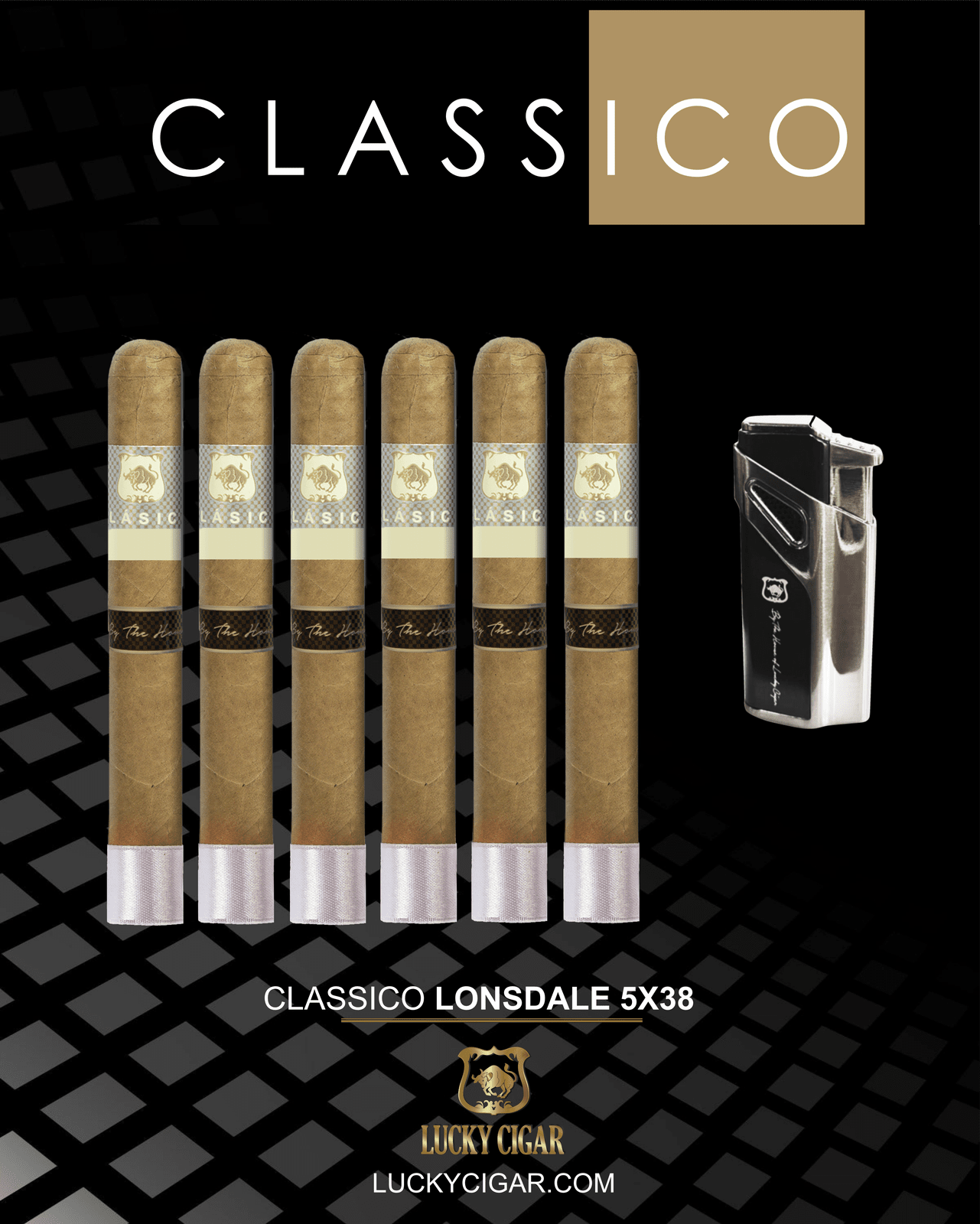 Classic Cigars - Classico by Lucky Cigar: Set of 6 Cigars, 6 Lonsdale with Torch