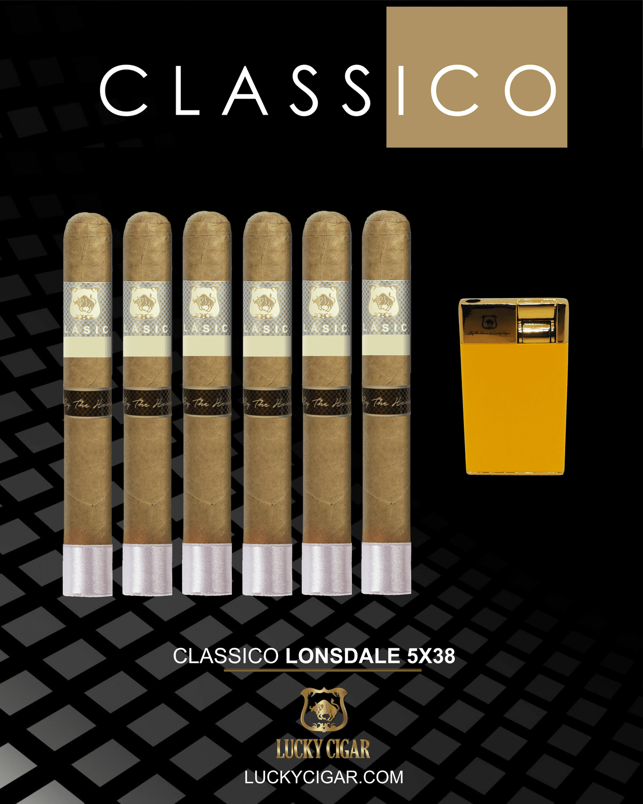 Classic Cigars - Classico by Lucky Cigar: Set of 6 Lonsdale with Lighter