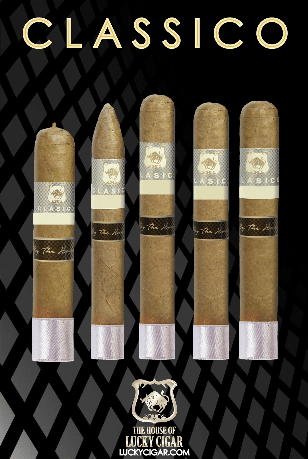 Classic Cigars - Classico by Lucky Cigar: Set of 5 Cigars, Robusto, Toro, Torpedo, Gordo, Churchill