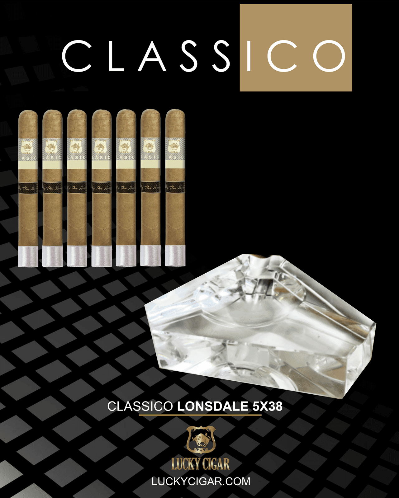 Classic Cigars - Classico by Lucky Cigar: Set of 7 Cigars, 7 Lonsdale with Ashtray