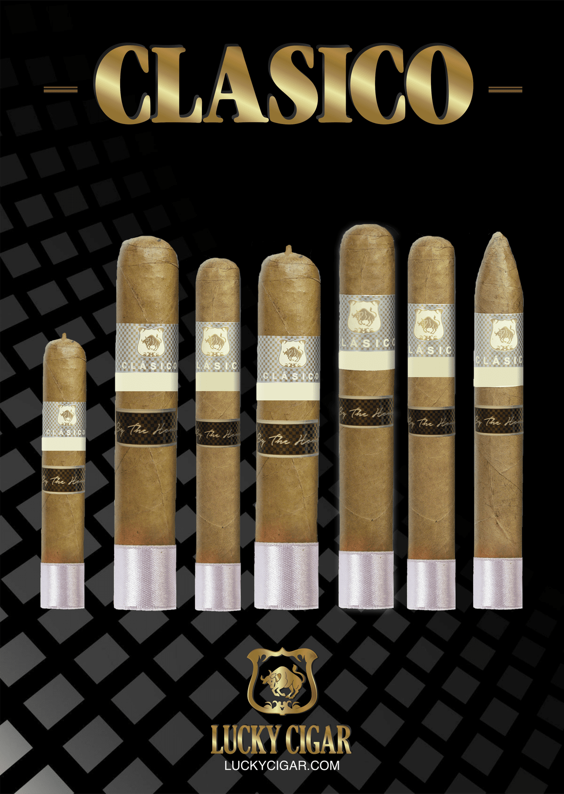 Classic Cigars - Classico by Lucky Cigar: Set of 7 Cigars, Robusto, Toro, Torpedo, Gordo, Super Gordo, Churchill, Rotchilde