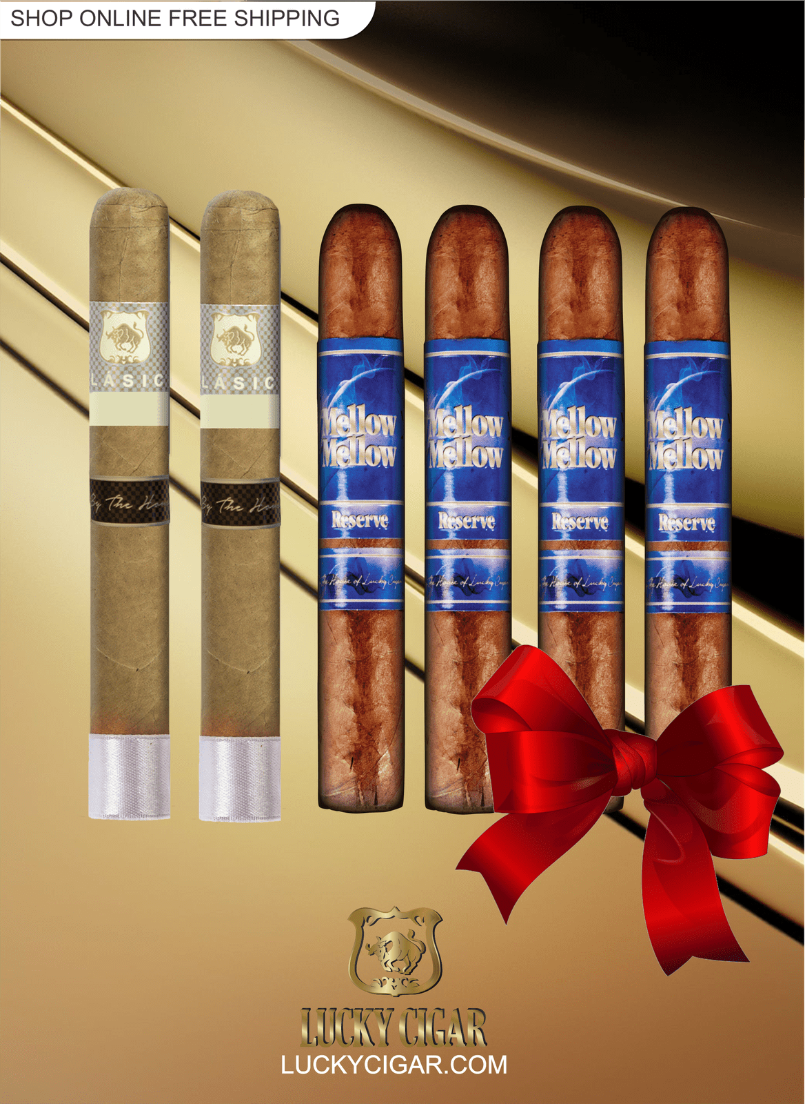 Lucky Cigar Sampler Sets: Set of 6 Toro Cigars, 2 Classico and 4 Mellow Mellow Reserve