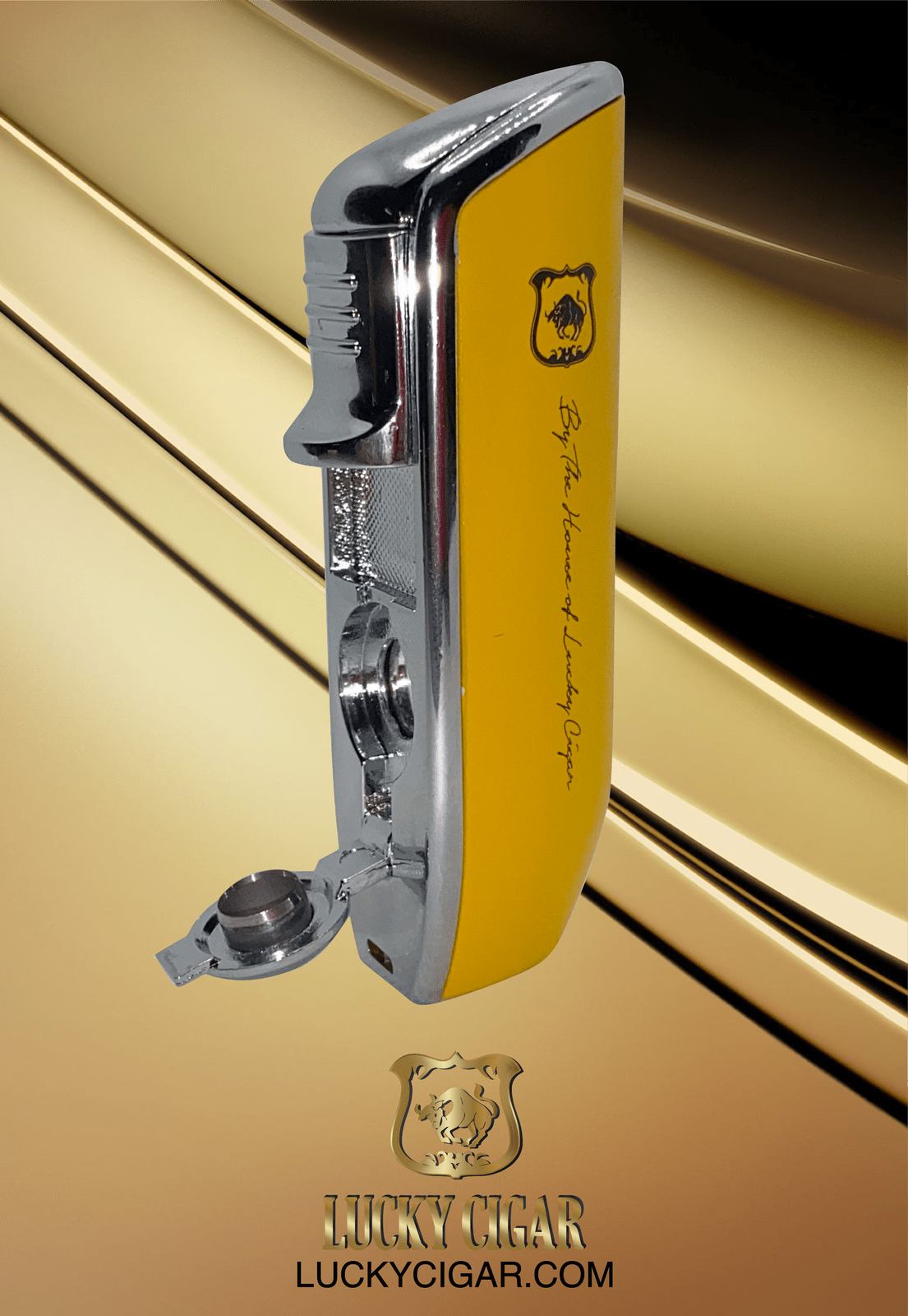 Cigar Lifestyle Accessories Torch Lighter with Punch in Yellow Lucky