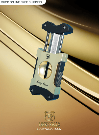 Cigar Lifestyle Accessories: Cigar Cutter in Gold with Sand Pattern
