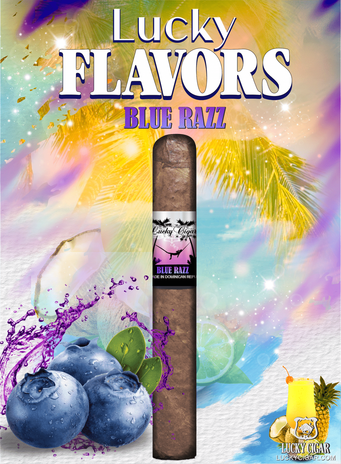 Flavored Cigars: Lucky Flavors Blue Razz 5x42 Cigar – Lucky Cigar