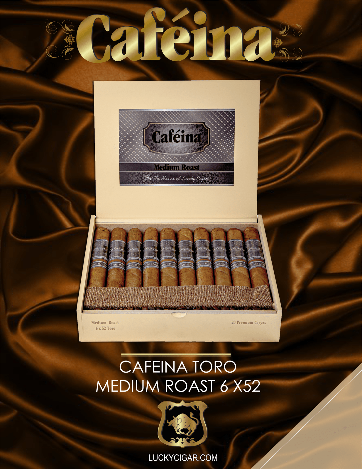 Infused Cigars: Cafeina Medium Roast Toro 6x52 Box of 20 Cigars