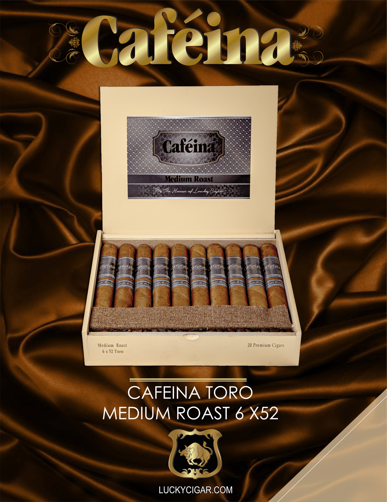 Infused Cigars: Cafeina Medium Roast Toro 6x52 Box of 20 – Lucky Cigar