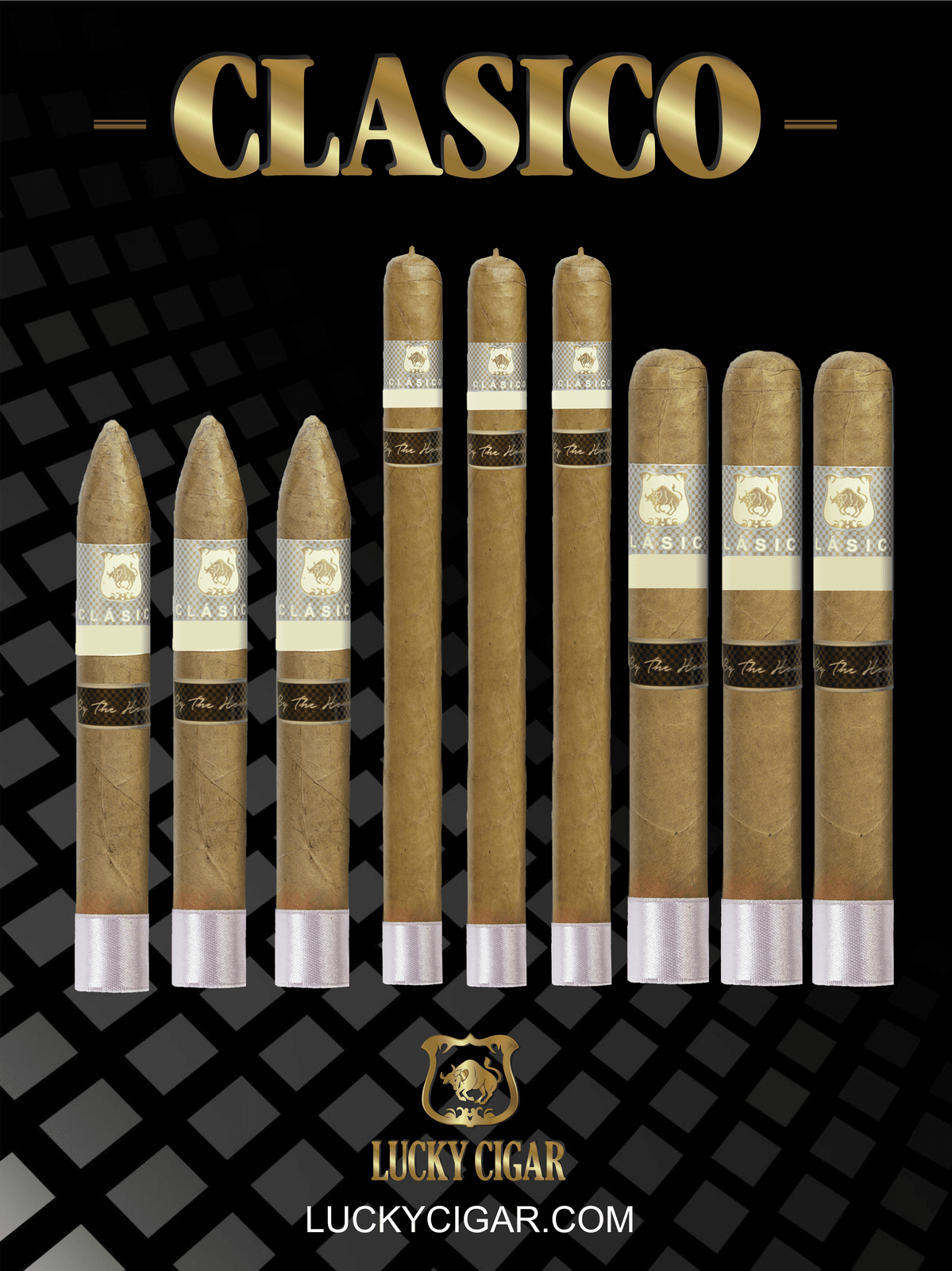 Lucky Cigar Sampler Sets: Set of 9 Classico Cigars, Toro, Lancero, Torpedo