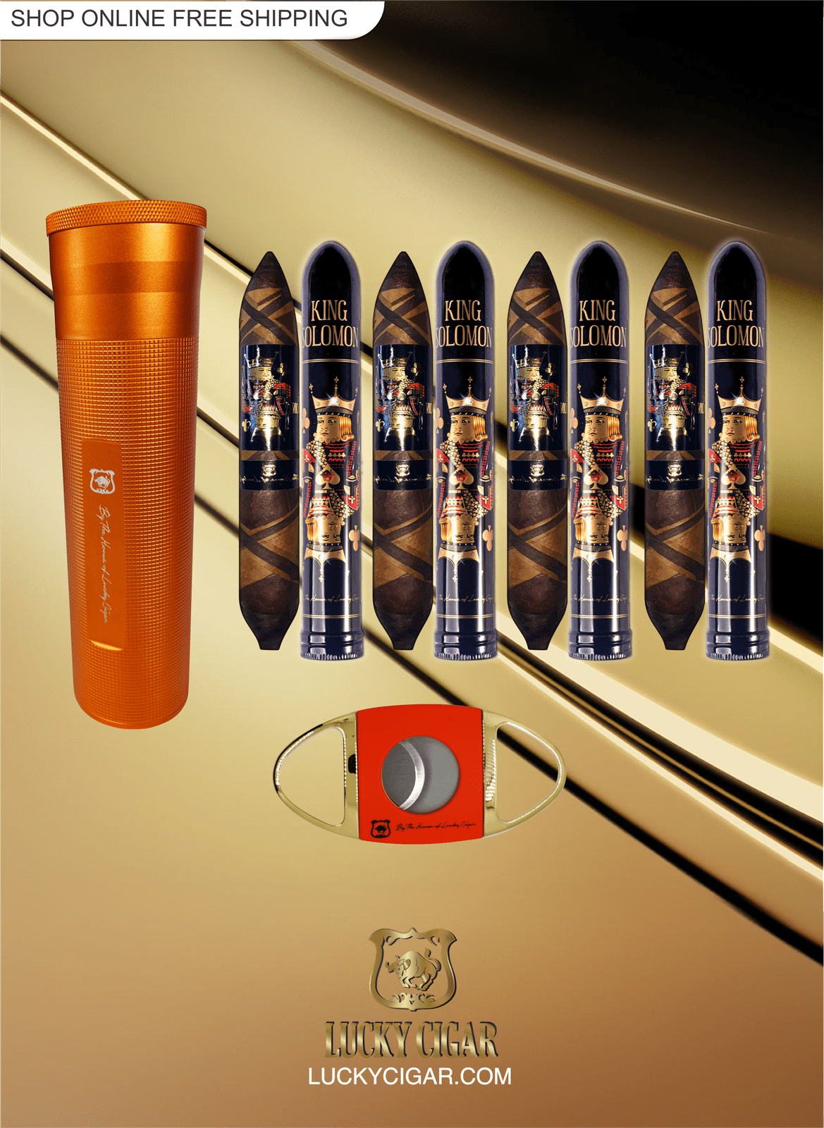 From The King Solomon Series: 4 Solomon 7x60 Cigars with Travel Humidor