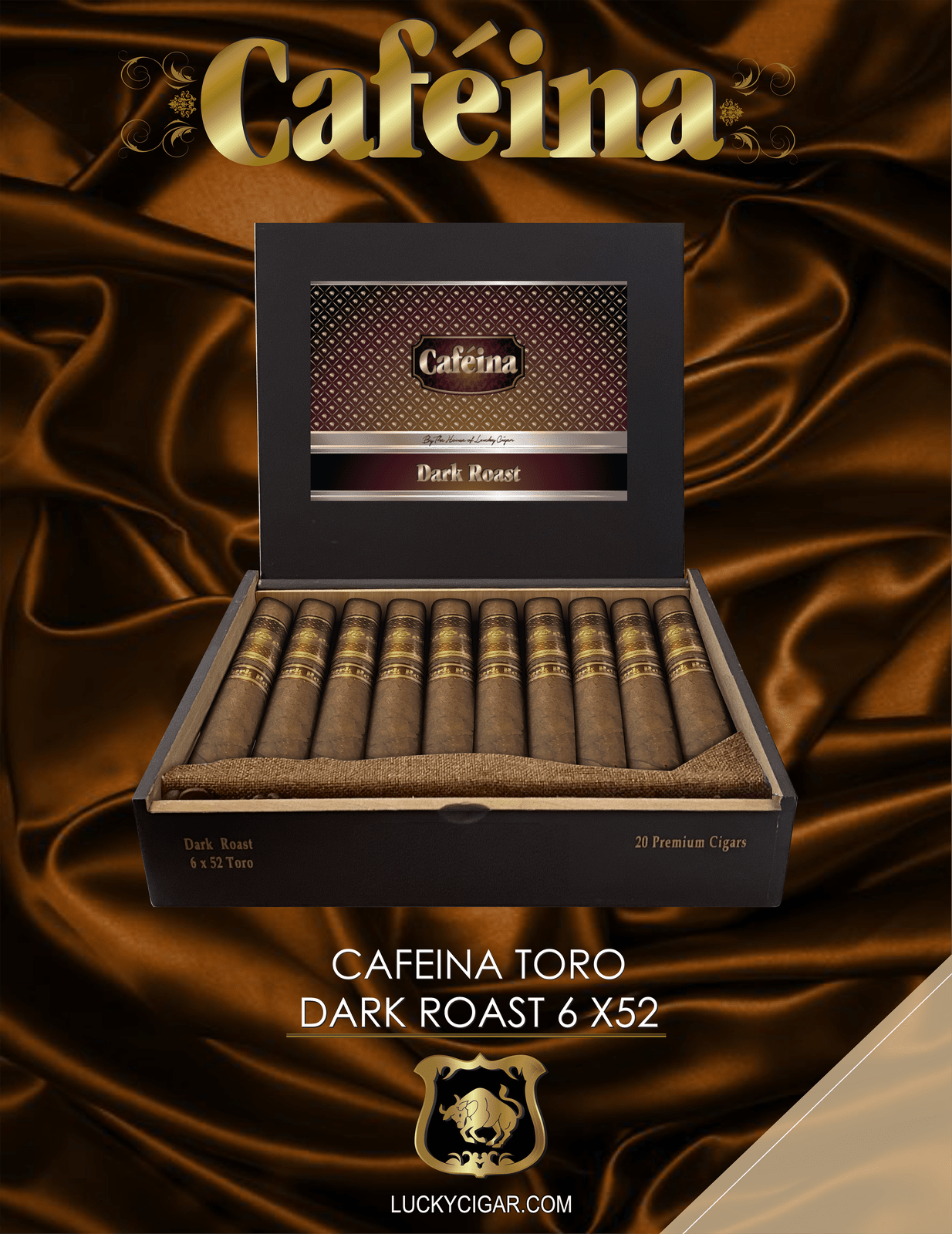 Infused Cigars: Cafeina Dark Roast Toro 6x52 Box of 20 Cigars