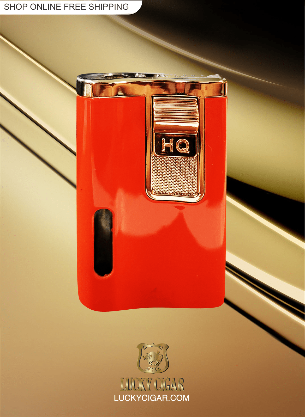 Cigar Lifestyle Accessories: Torch Lighter in Gold/Red