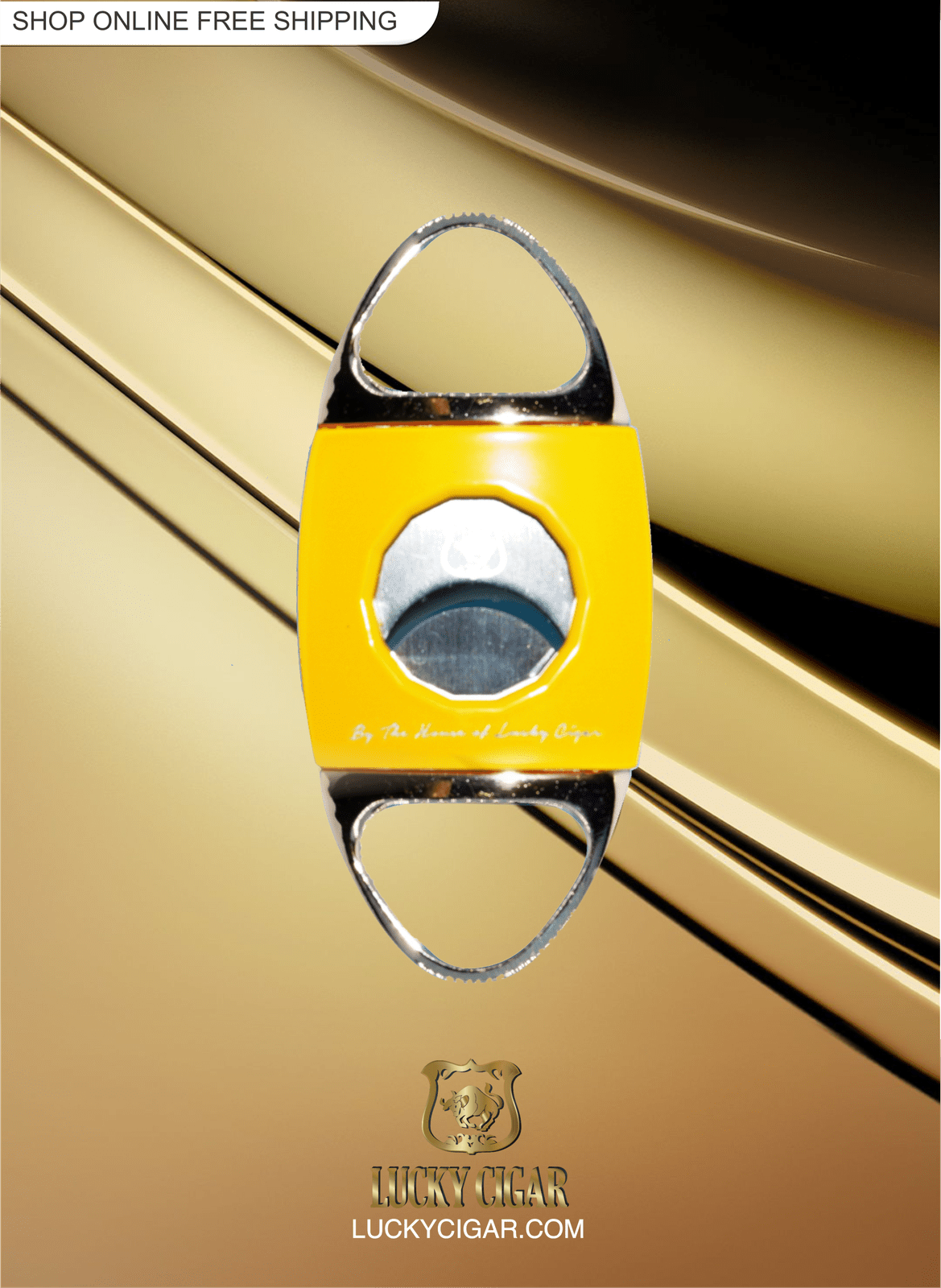 Cigar Lifestyle Accessories: Cigar Cutter in Yellow/Chrome