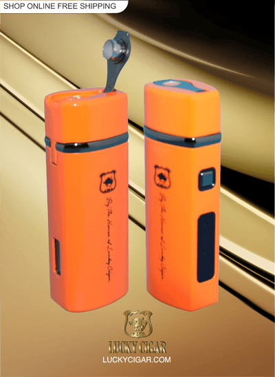 Cigar Lifestyle Accessories: Torch Lighter with Punch in Orange