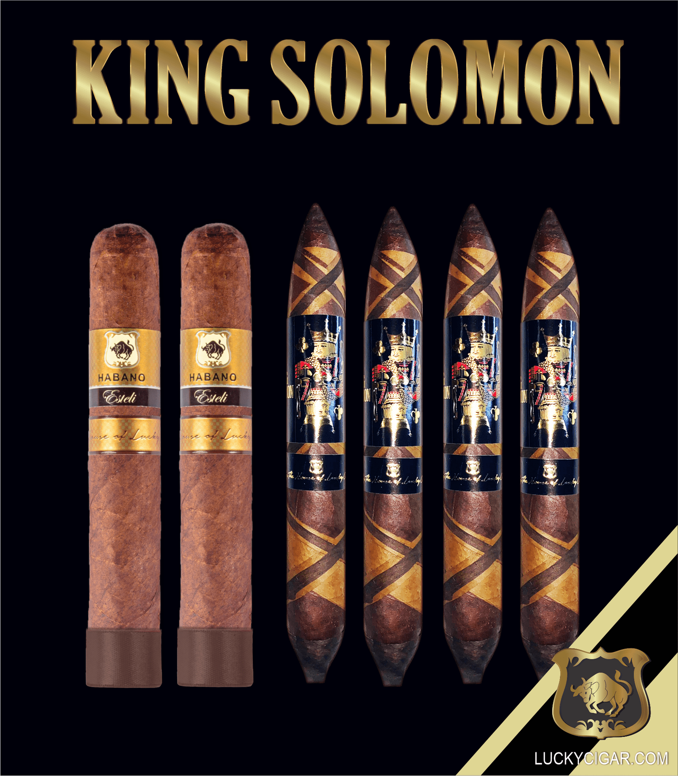 From The King Solomon Series: 4 Solomon 7x60 and 2 Habano Esteli Gordo 6x60 Cigars
