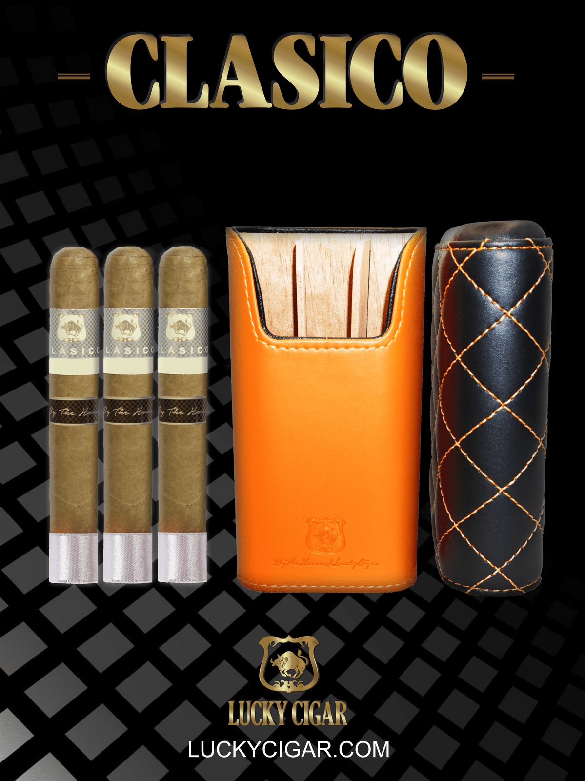 Lucky Cigar Sampler Sets: Set of 3 Classico Toro 6x50 Cigars with Travel Humidor Case