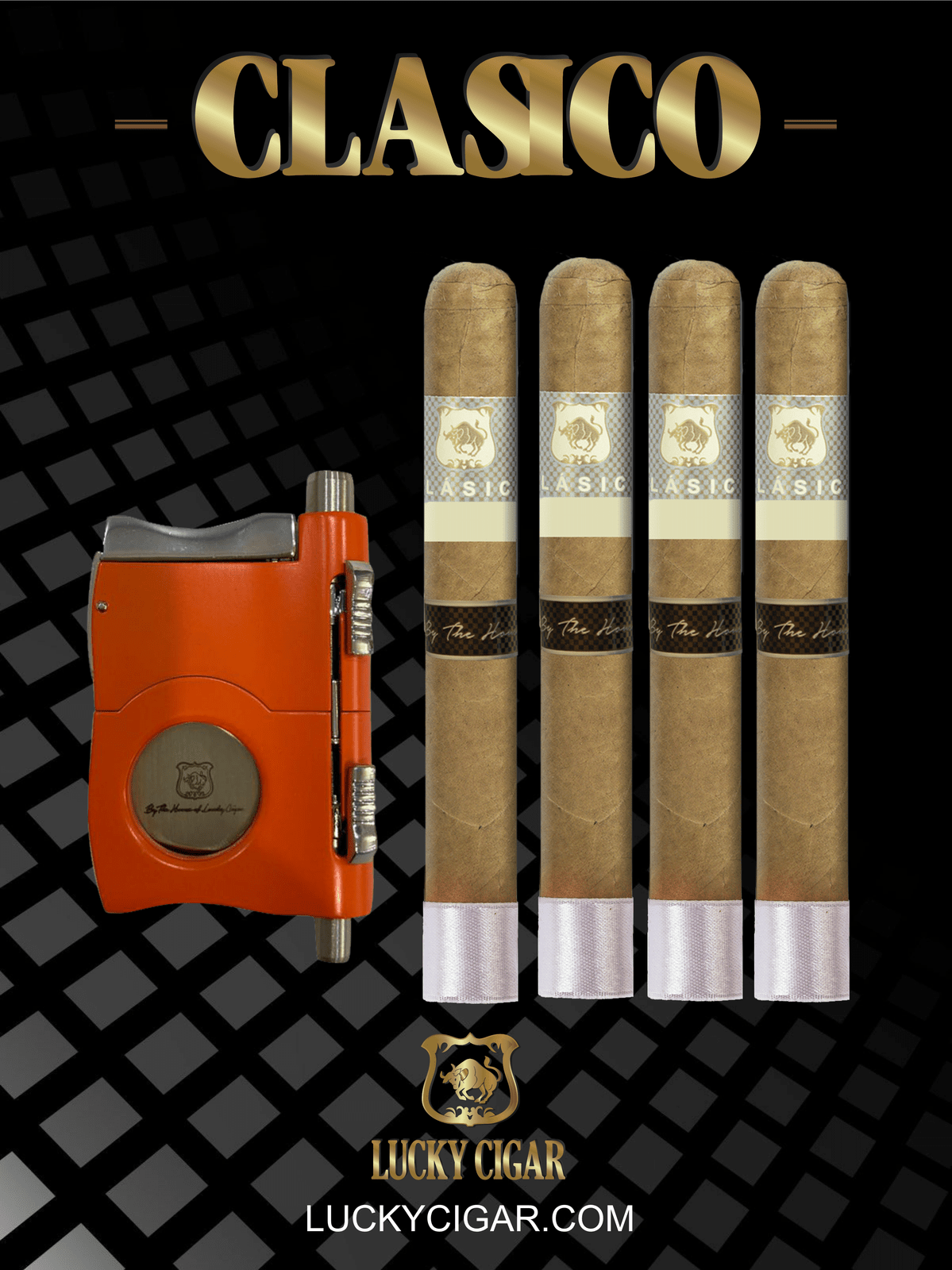 Classic Cigars - Classico by Lucky Cigar: Set of 4 Cigars, 4 Toro with Cutter, Puncher