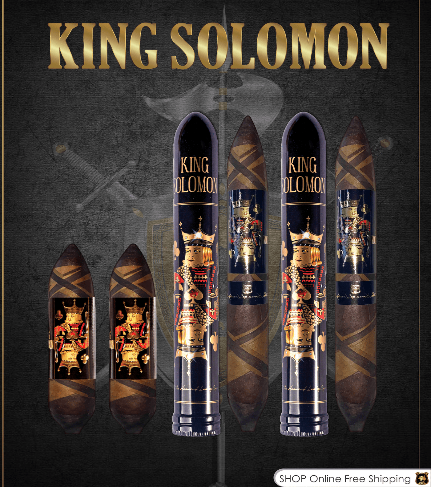 From The King Solomon Series: Set of 2 Solomon 7x60 and 2 Wisdom 4x60 Cigars 