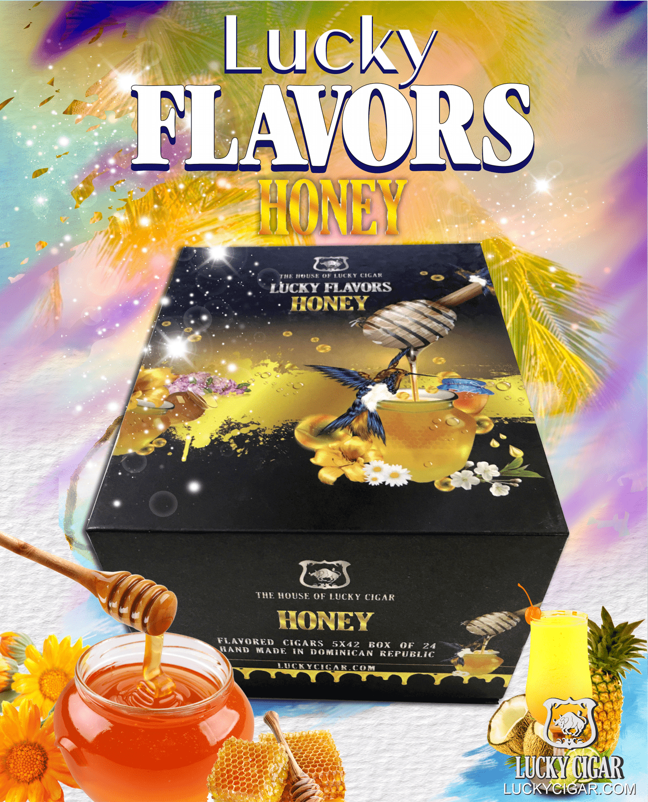 Flavored Cigars: Lucky Flavors Honey 5x42 Box of 24