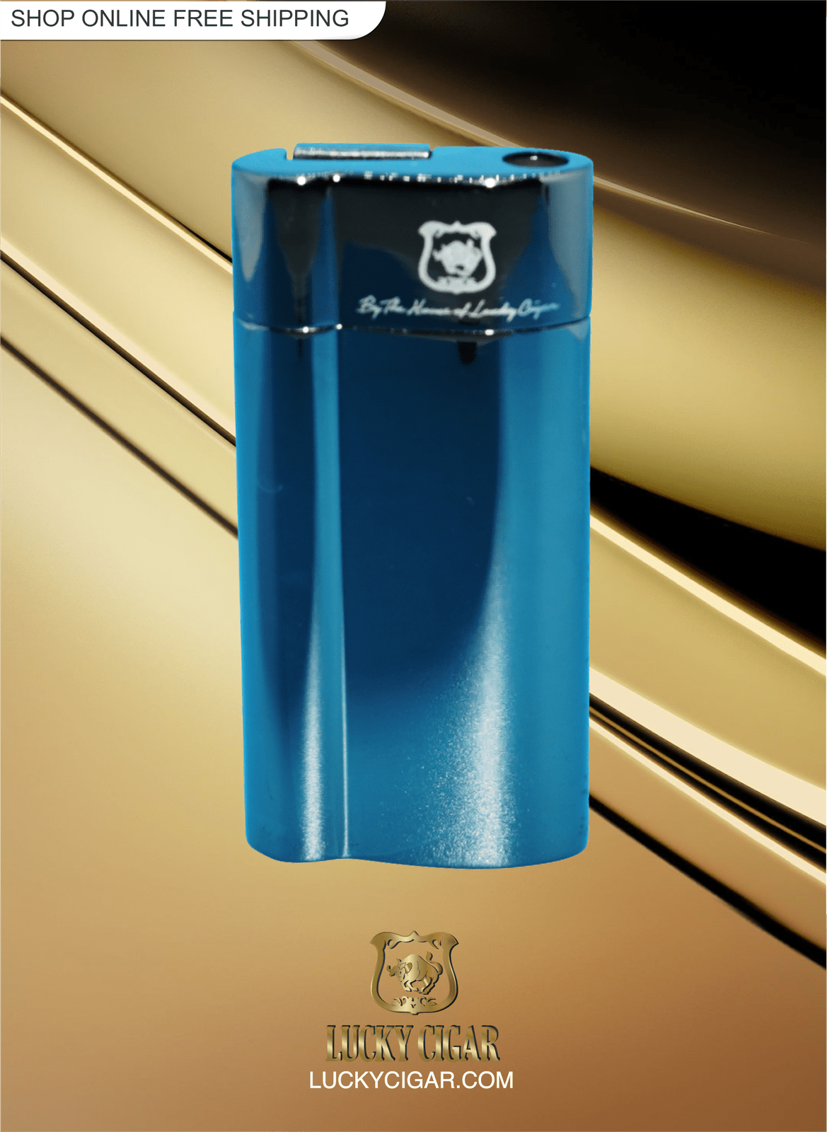 Cigar Lifestyle Accessories: Torch Lighter with in Blue Chrome