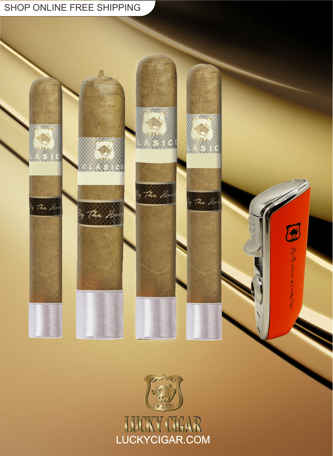 Classic Cigars - Classico by Lucky Cigar: Set of 4 Cigars with Torch