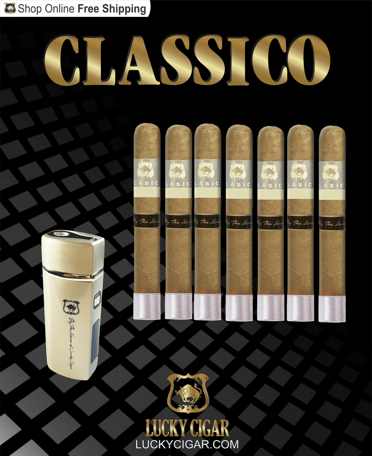 Lucky Cigar Sampler Sets: Set of 7 Classico Toro Cigars with Torch