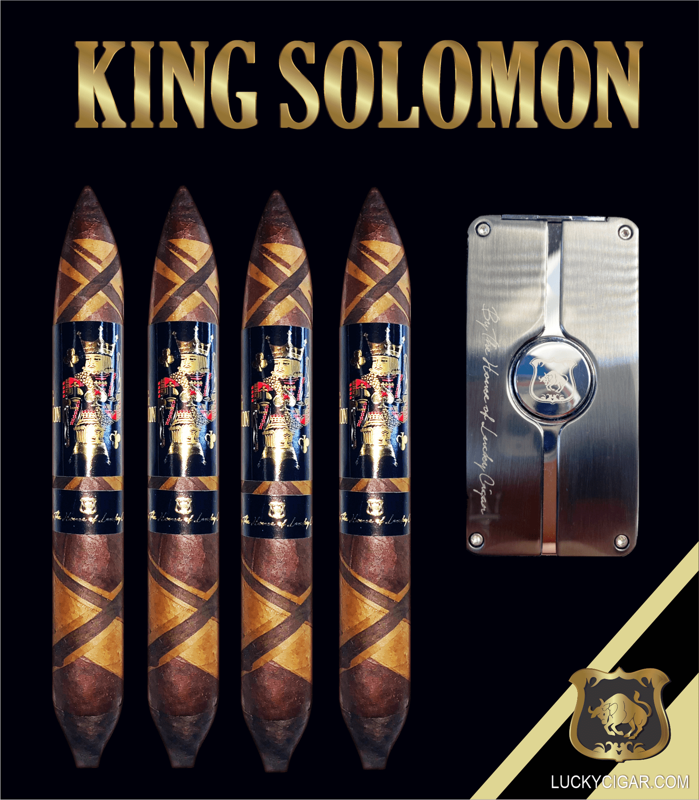 From The King Solomon Series: 4 Solomon 7x60 Cigars with Cutter Set