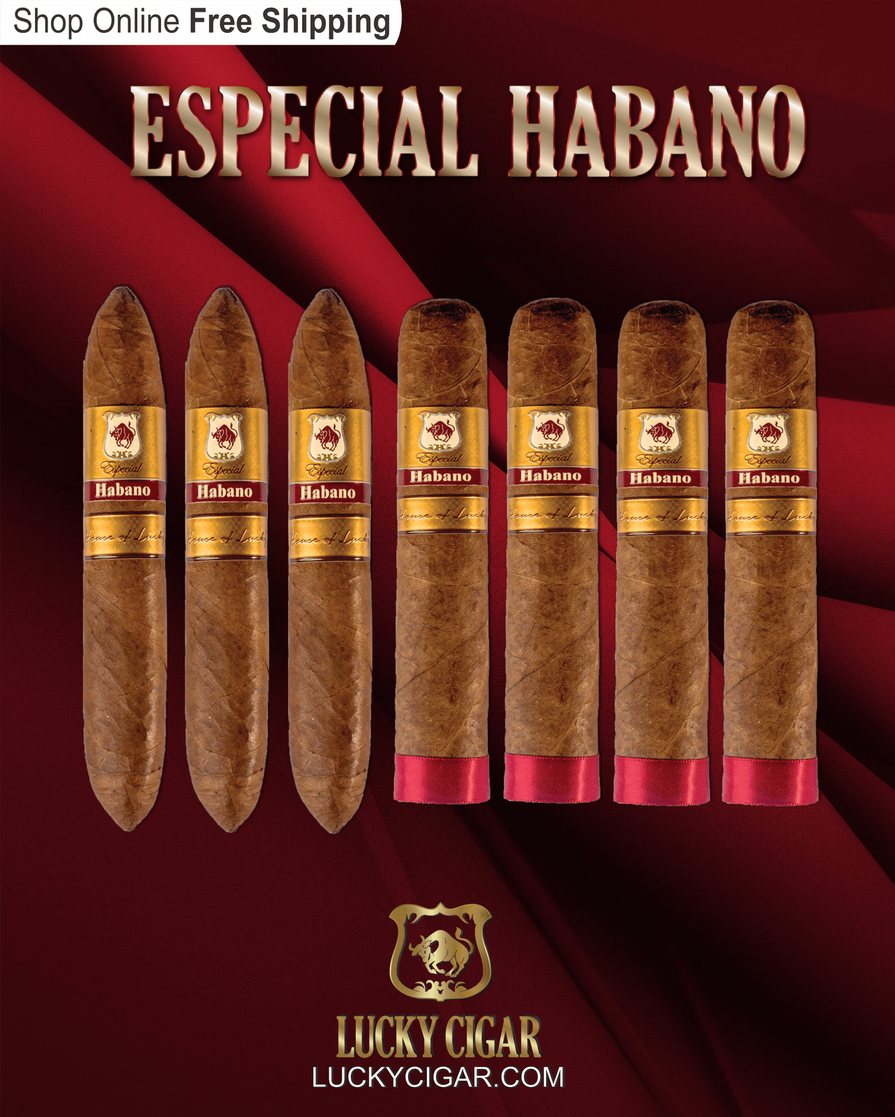 Habano Cigars: Especial Habano by Lucky Cigar: Set of 7 Cigars 4 Toro, 3 Perfecto